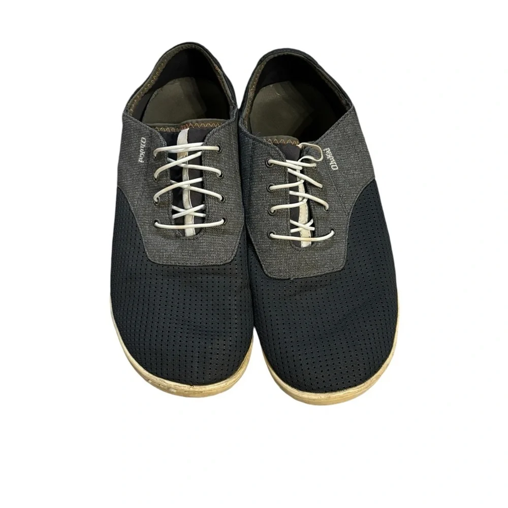 Olukai Nohea Moku‎ No Tie Boat Shoes Dark Shadow Grey and Blue Size 11.5”